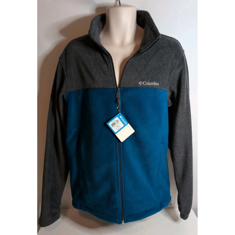 Columbia Mens Flattop Ridge Full Zip Fleece Jacket Medium  Blue /‎ Gray NWT